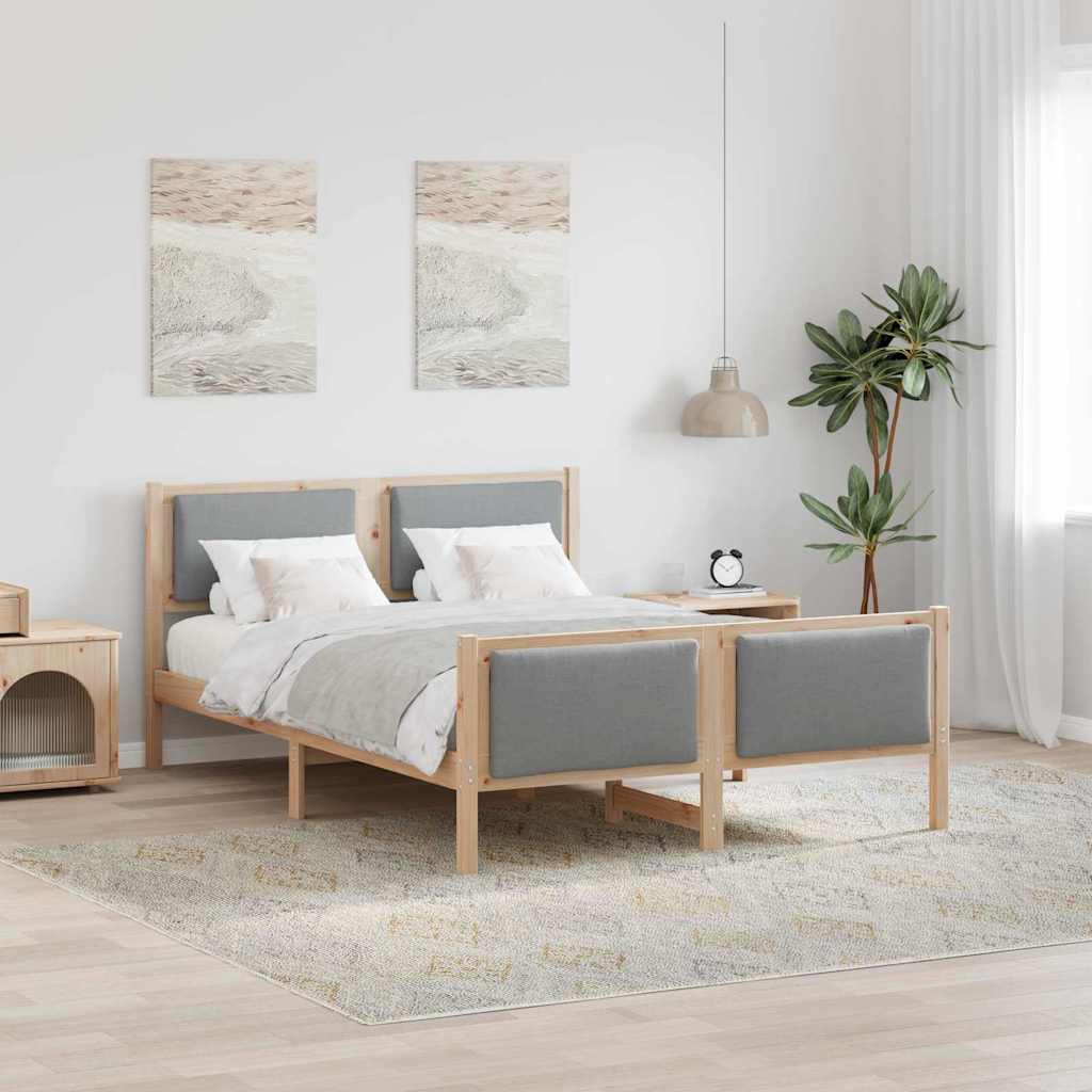 Sengestel med hovedgærde Lysegrå 135 x 190 cm Stof