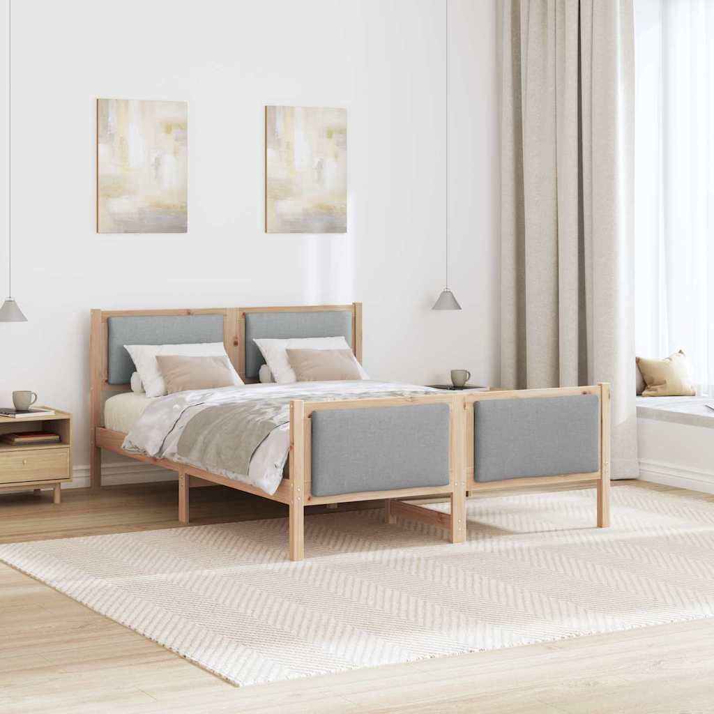 Sengestel med hovedgærde Lysegrå 135 x 190 cm Stof