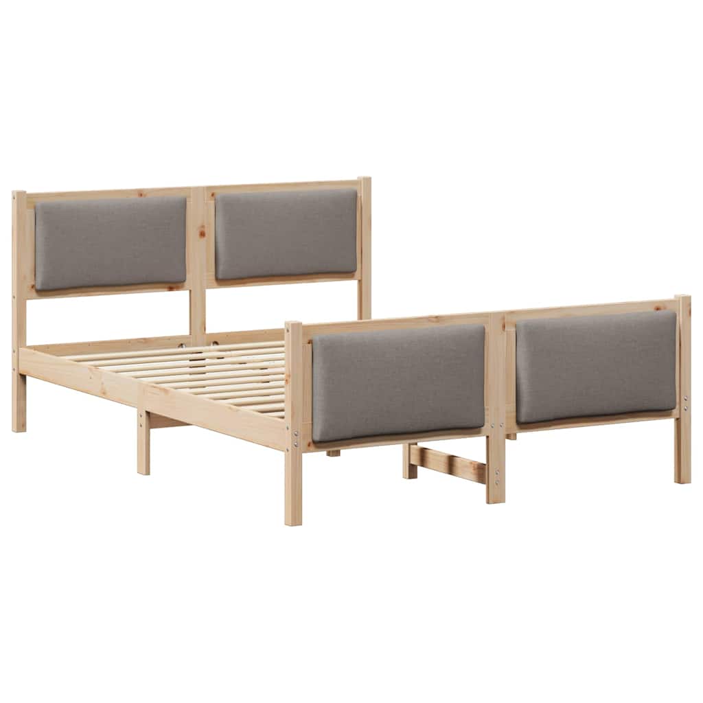 Sengestel med hovedgærde Gråbrun 135 x 190 cm Stof