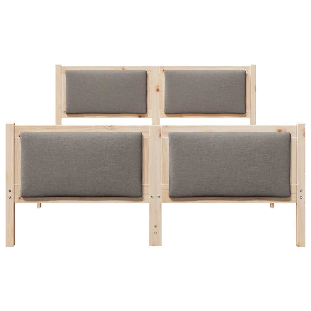 Sengestel med hovedgærde Gråbrun 135 x 190 cm Stof