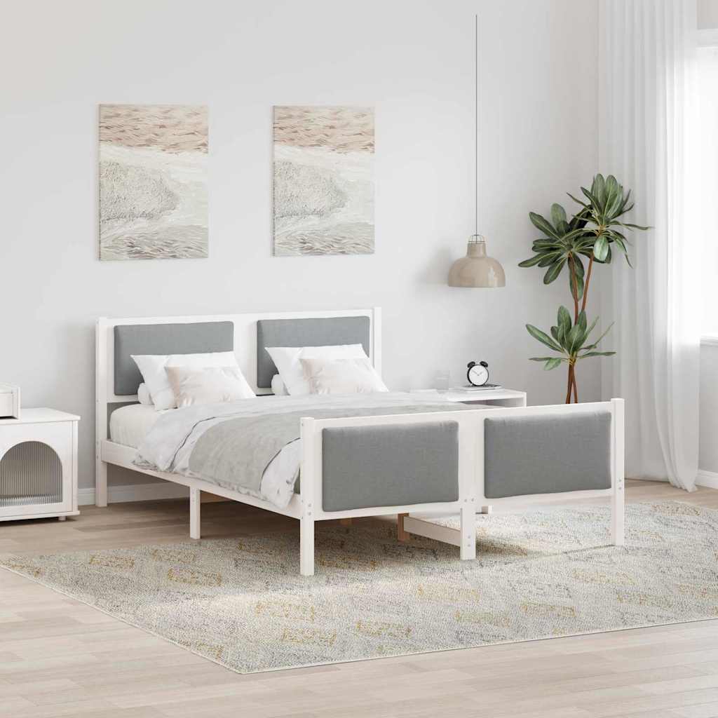 Sengestel med hovedgærde Lysegrå 135 x 190 cm Stof