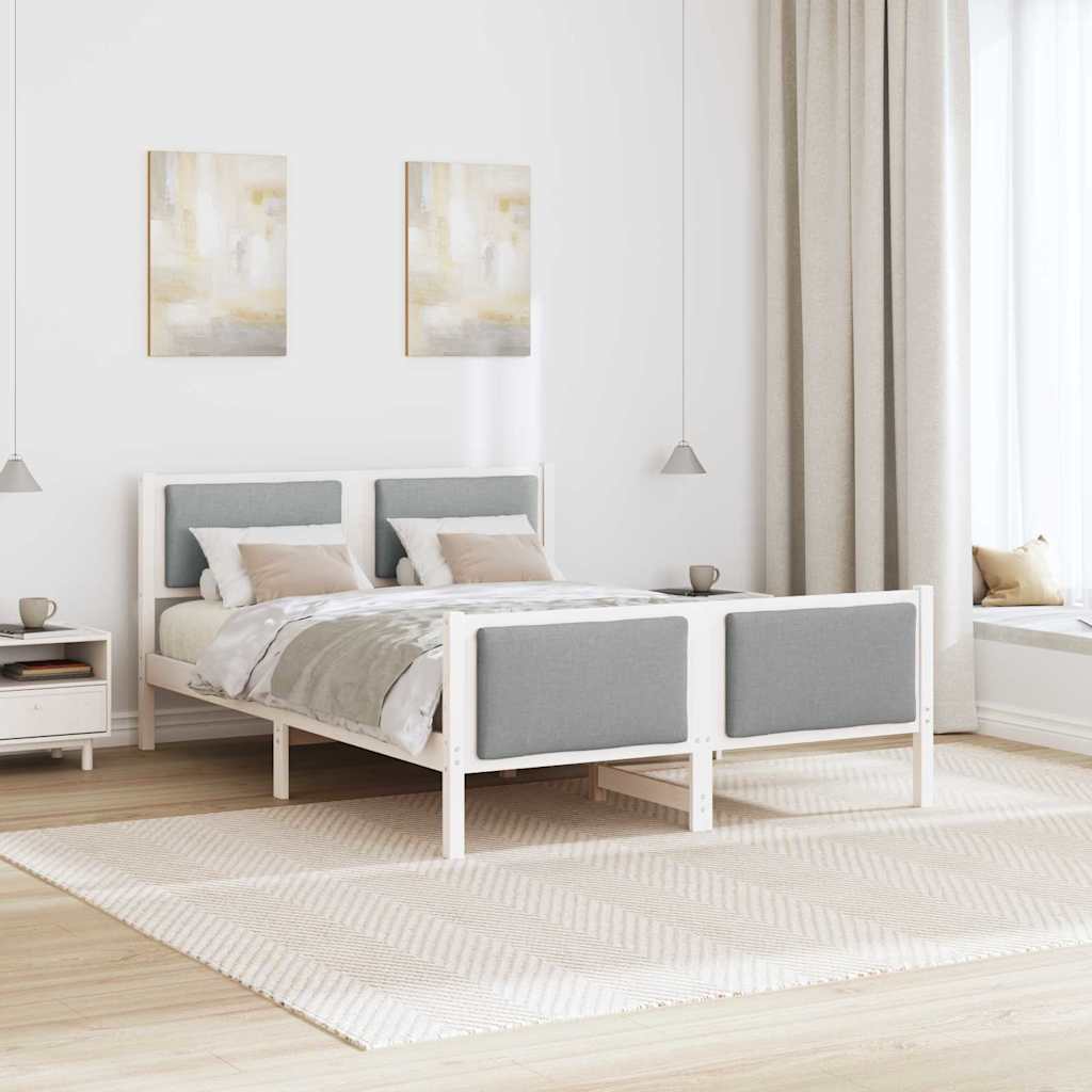Sengestel med hovedgærde Lysegrå 135 x 190 cm Stof