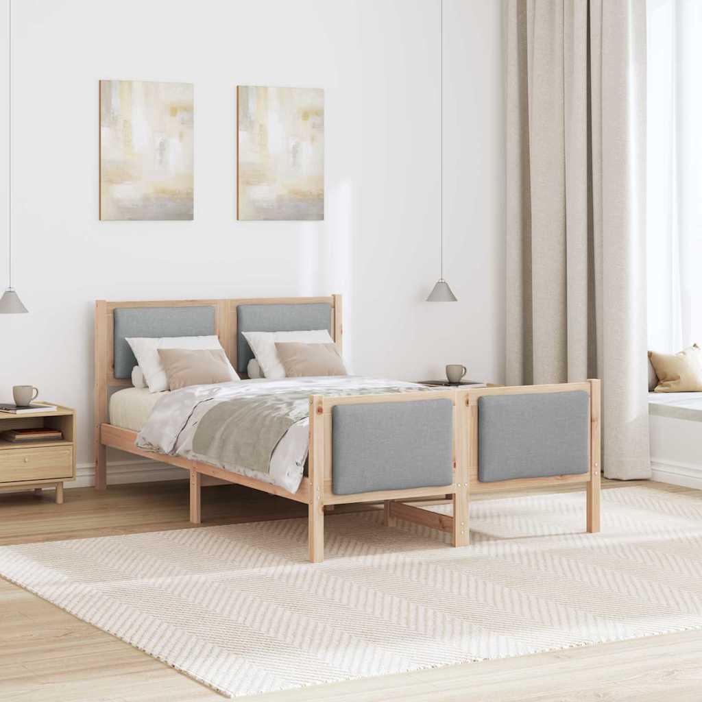 Sengestel med hovedgærde Lysegrå 120 x 190 cm Stof