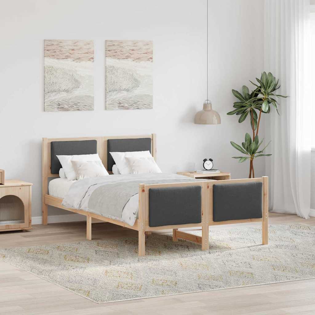 Sengestel med hovedgærde Mørkegrå 120 x 190 cm Stof