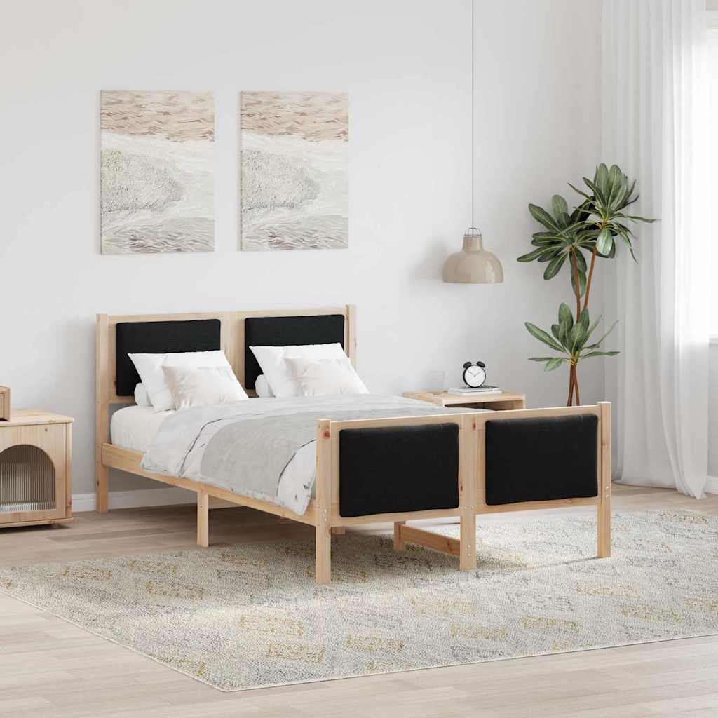 Sengestel med hovedgærde Sort 120 x 190 cm Stof