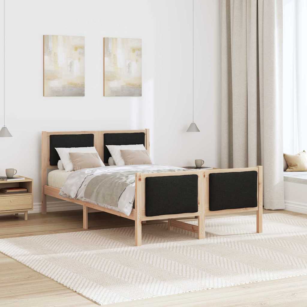 Sengestel med hovedgærde Sort 120 x 190 cm Stof