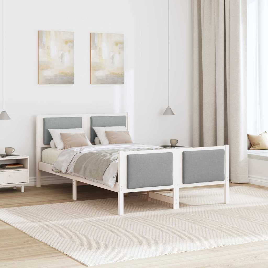 Sengestel med hovedgærde Lysegrå 120 x 190 cm Stof