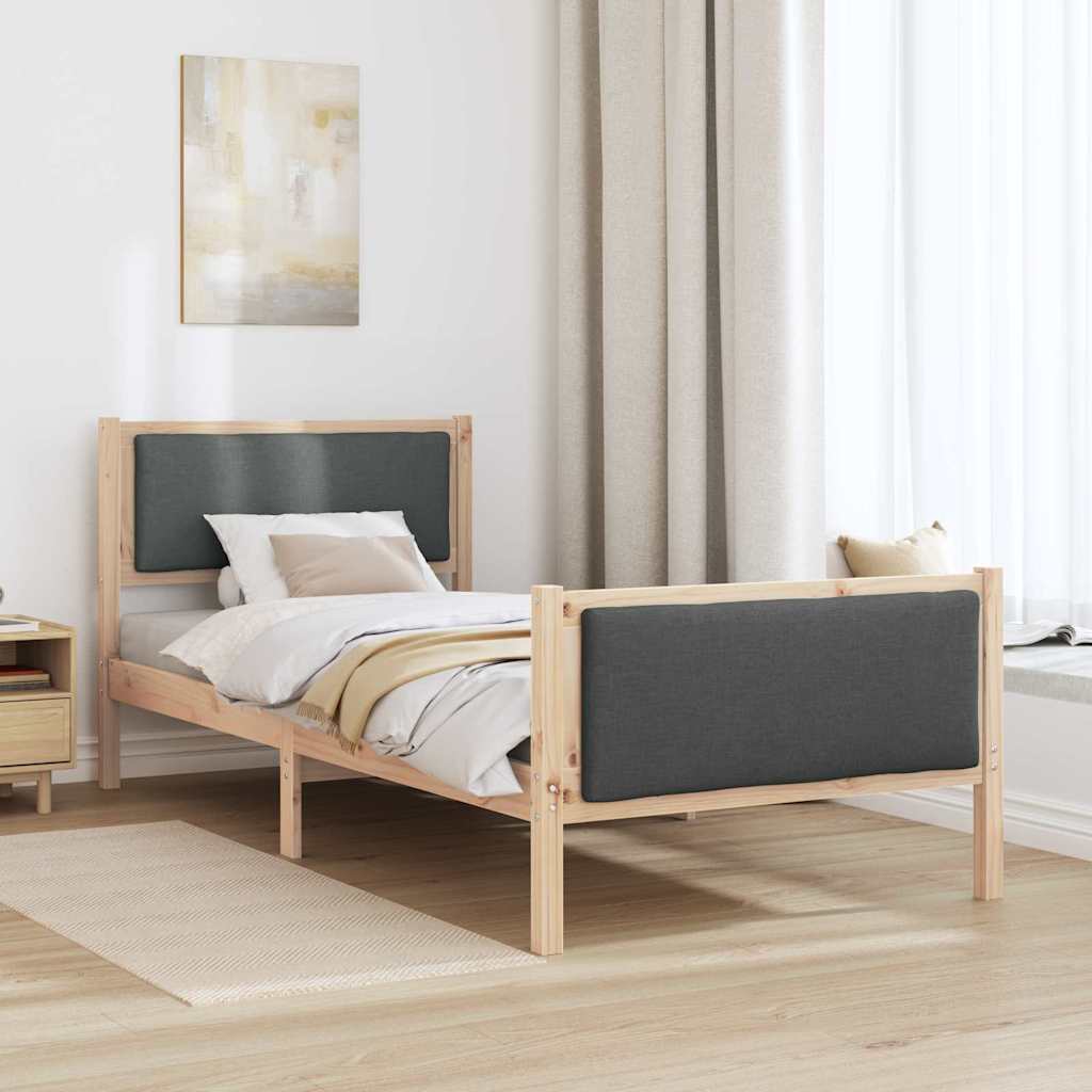 Sengestel med hovedgærde Mørkegrå 100 x 200 cm Stof