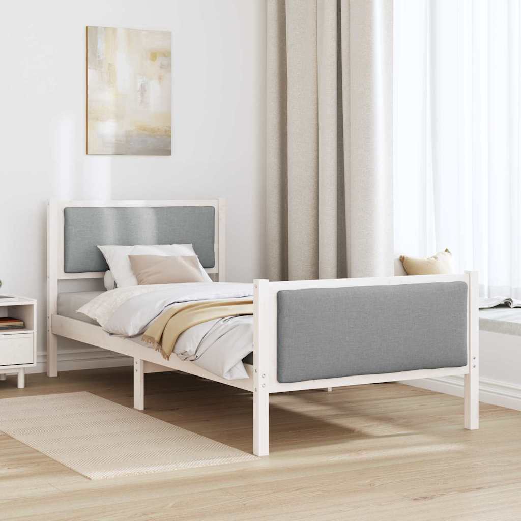 Sengestel med hovedgærde Lysegrå 100 x 200 cm Stof