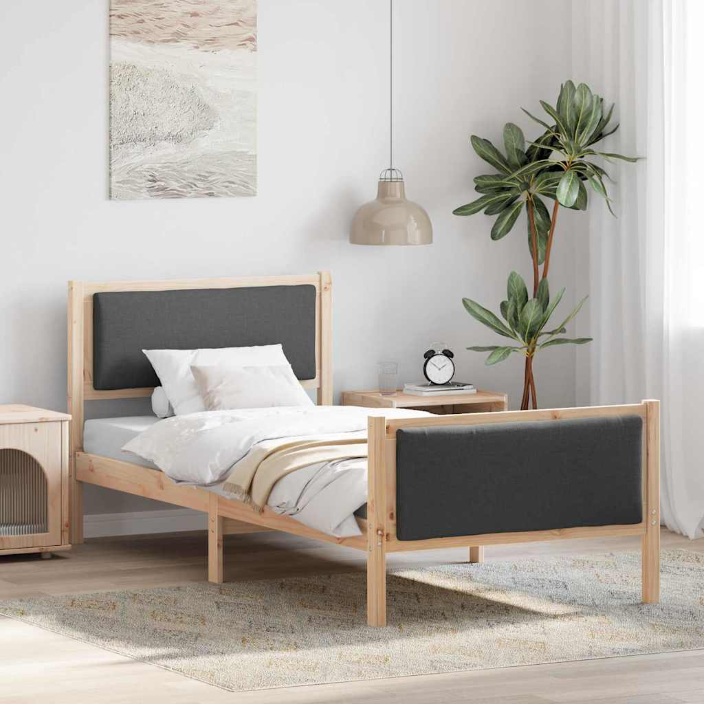 Sengestel med hovedgærde Mørkegrå 90 x 200 cm Stof