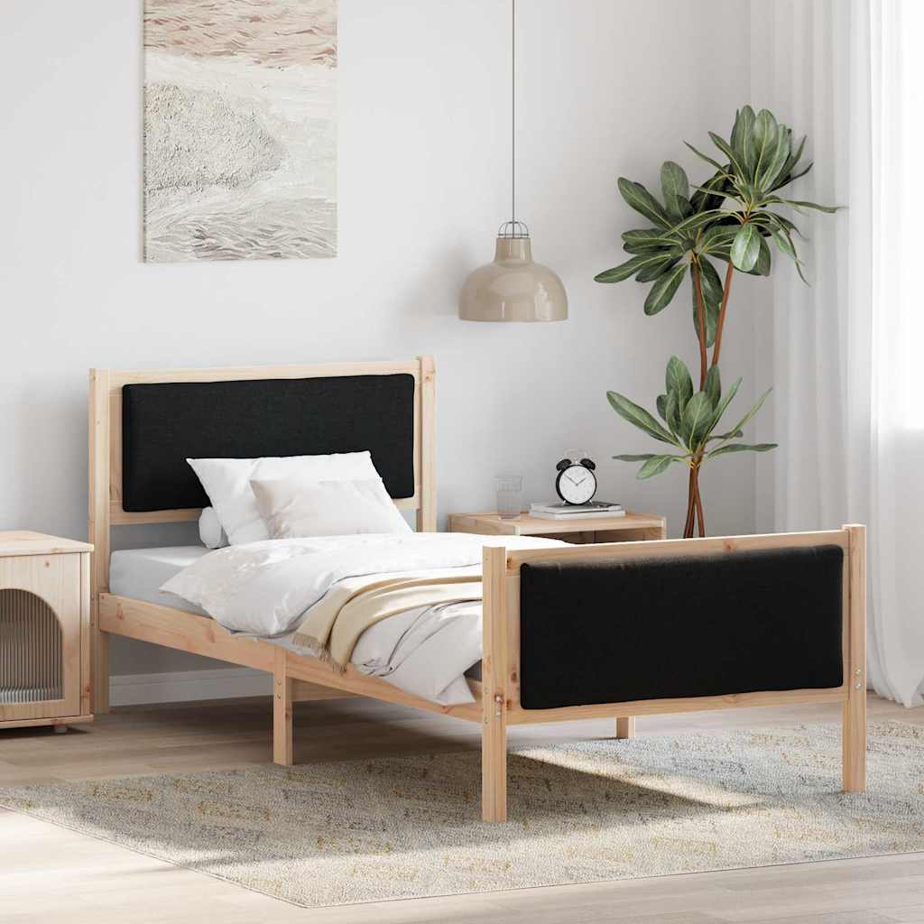 Sengestel med hovedgærde Sort 90 x 200 cm Stof