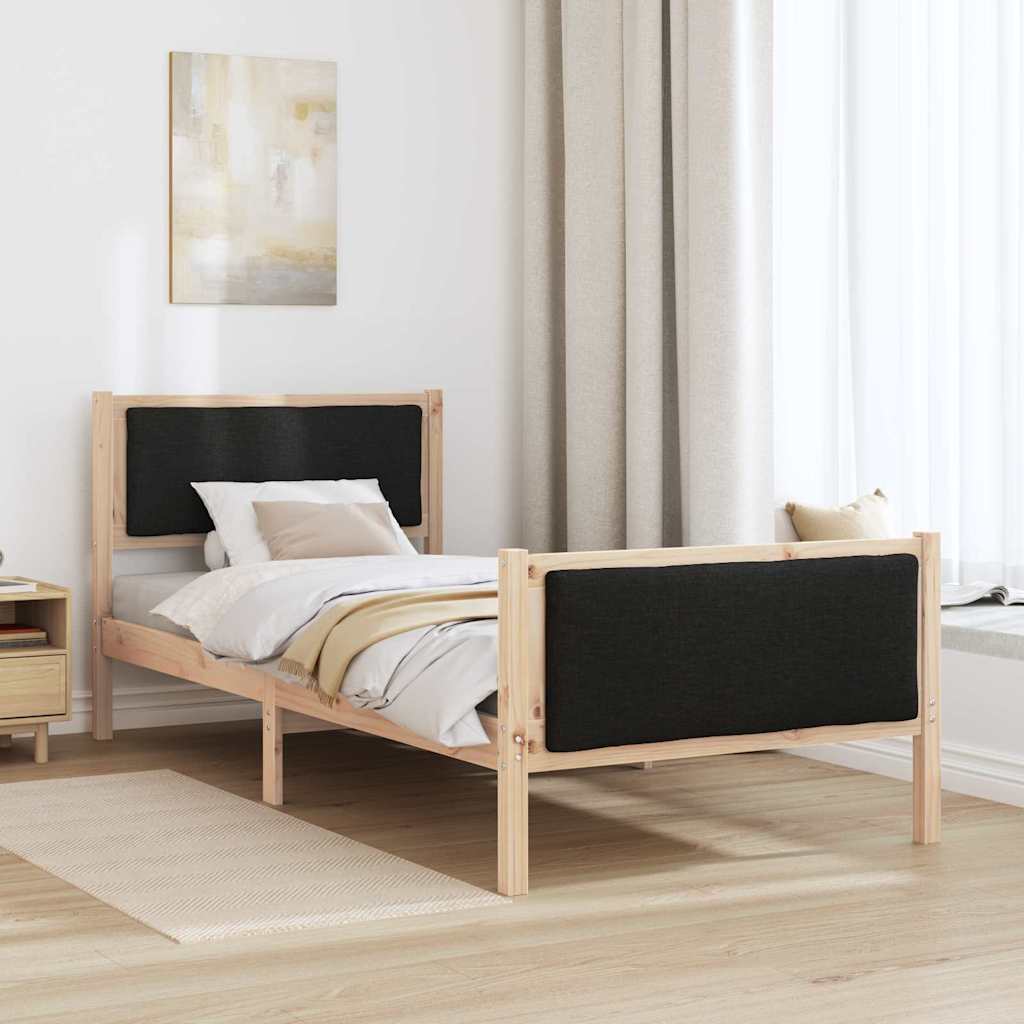 Sengestel med hovedgærde Sort 90 x 200 cm Stof