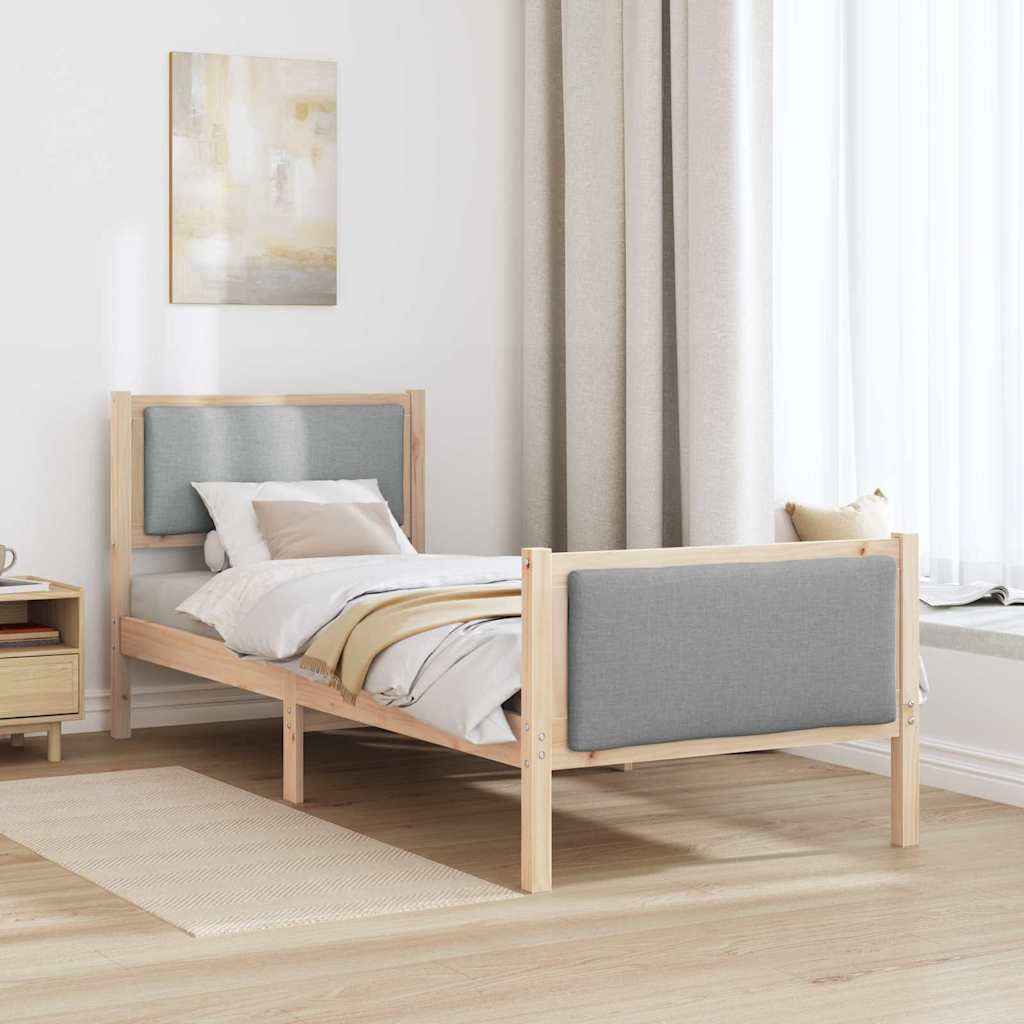 Sengestel med hovedgærde Lysegrå 80 x 200 cm Stof
