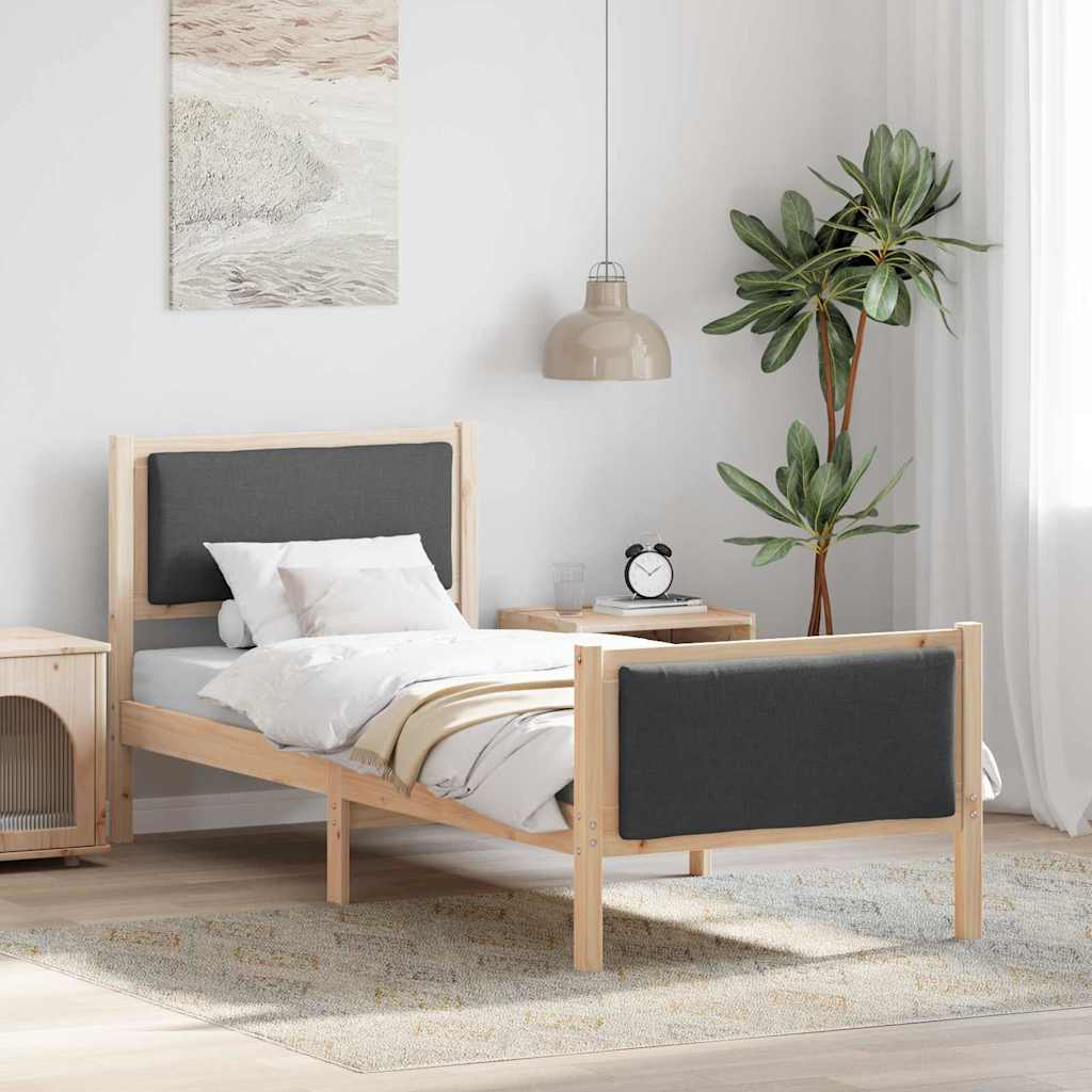 Sengestel med hovedgærde Mørkegrå 80 x 200 cm Stof