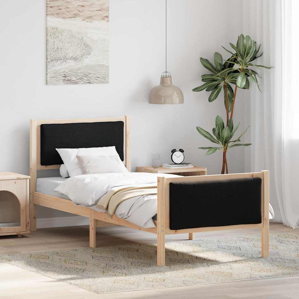 Sengestel med hovedgærde Sort 80 x 200 cm Stof