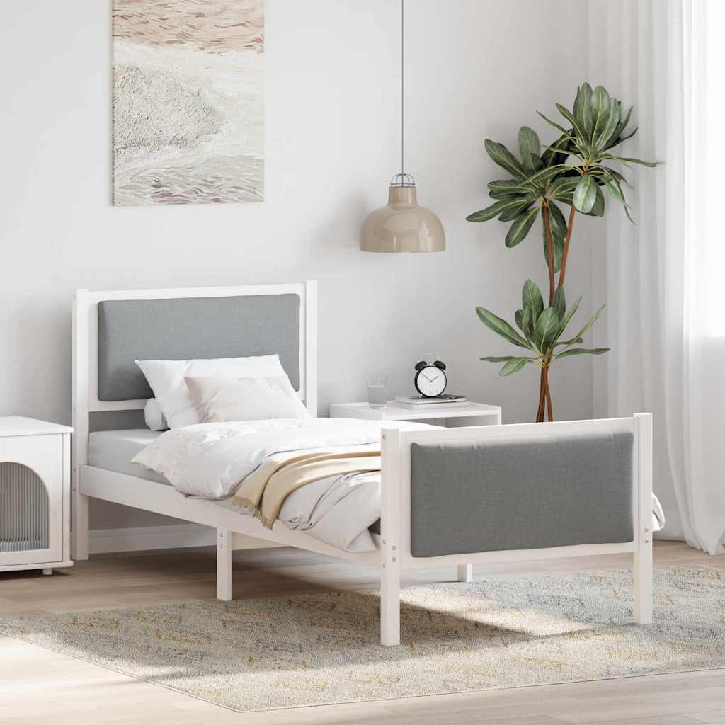 Sengestel med hovedgærde Lysegrå 80 x 200 cm Stof