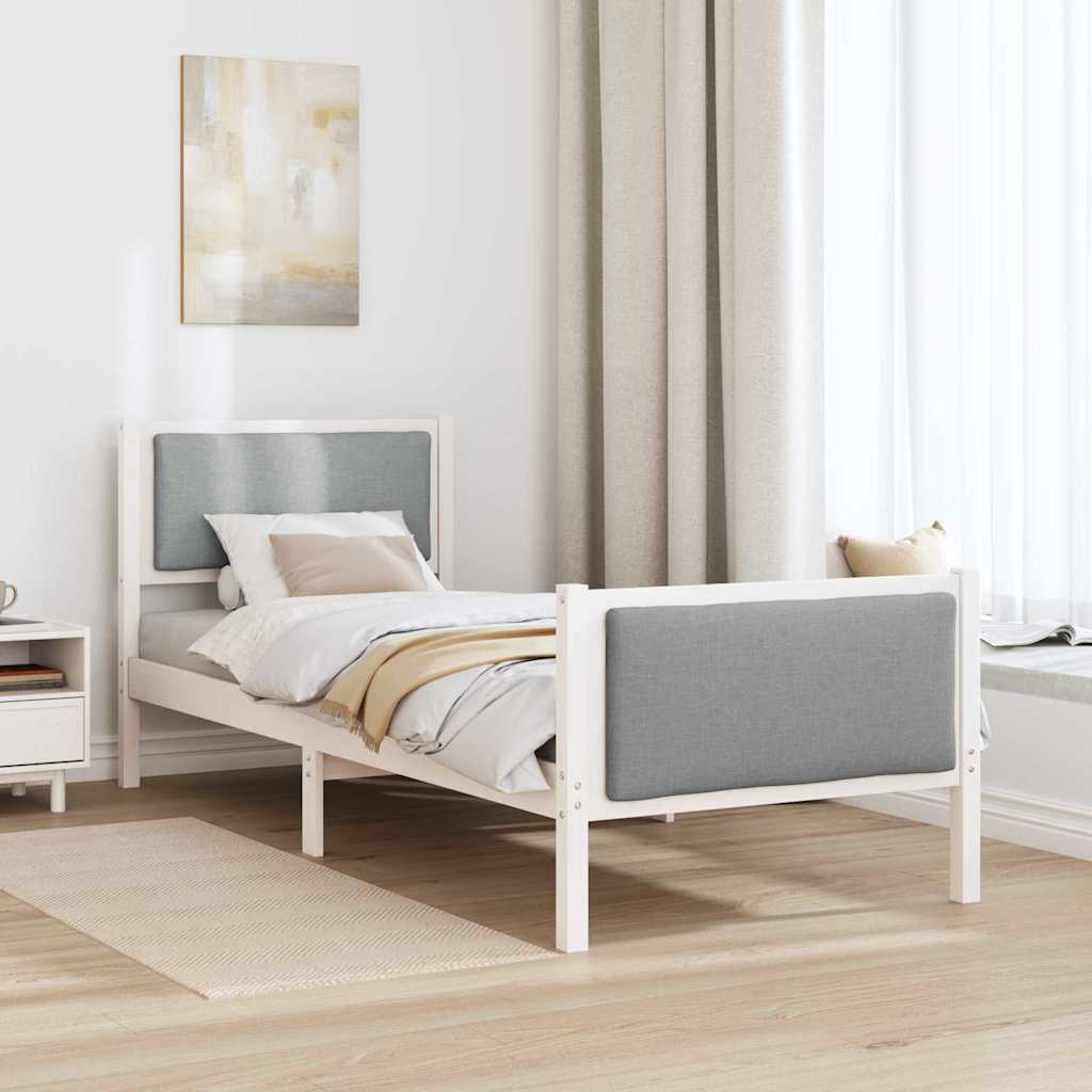 Sengestel med hovedgærde Lysegrå 80 x 200 cm Stof