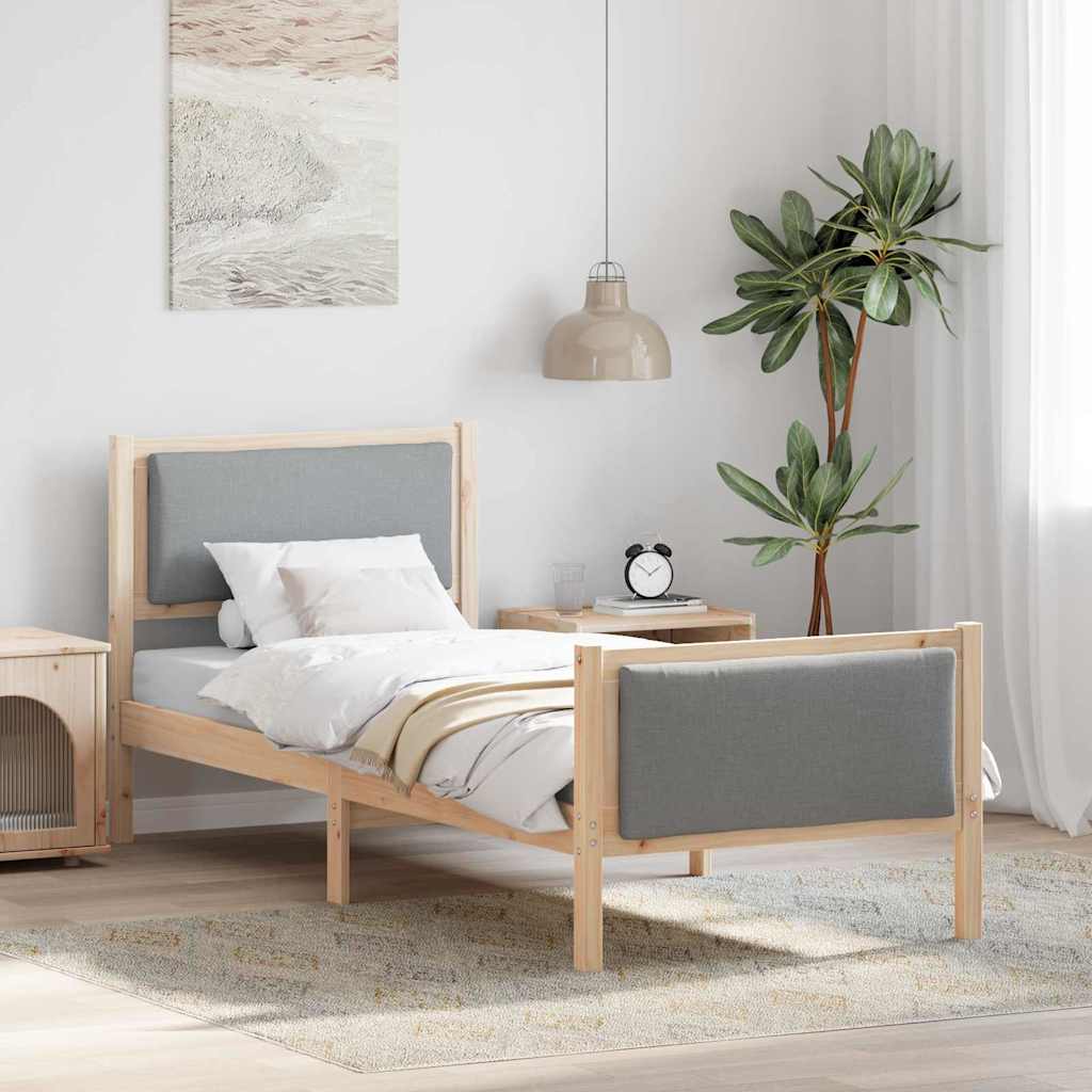 Sengestel med hovedgærde Lysegrå 75 x 190 cm Stof
