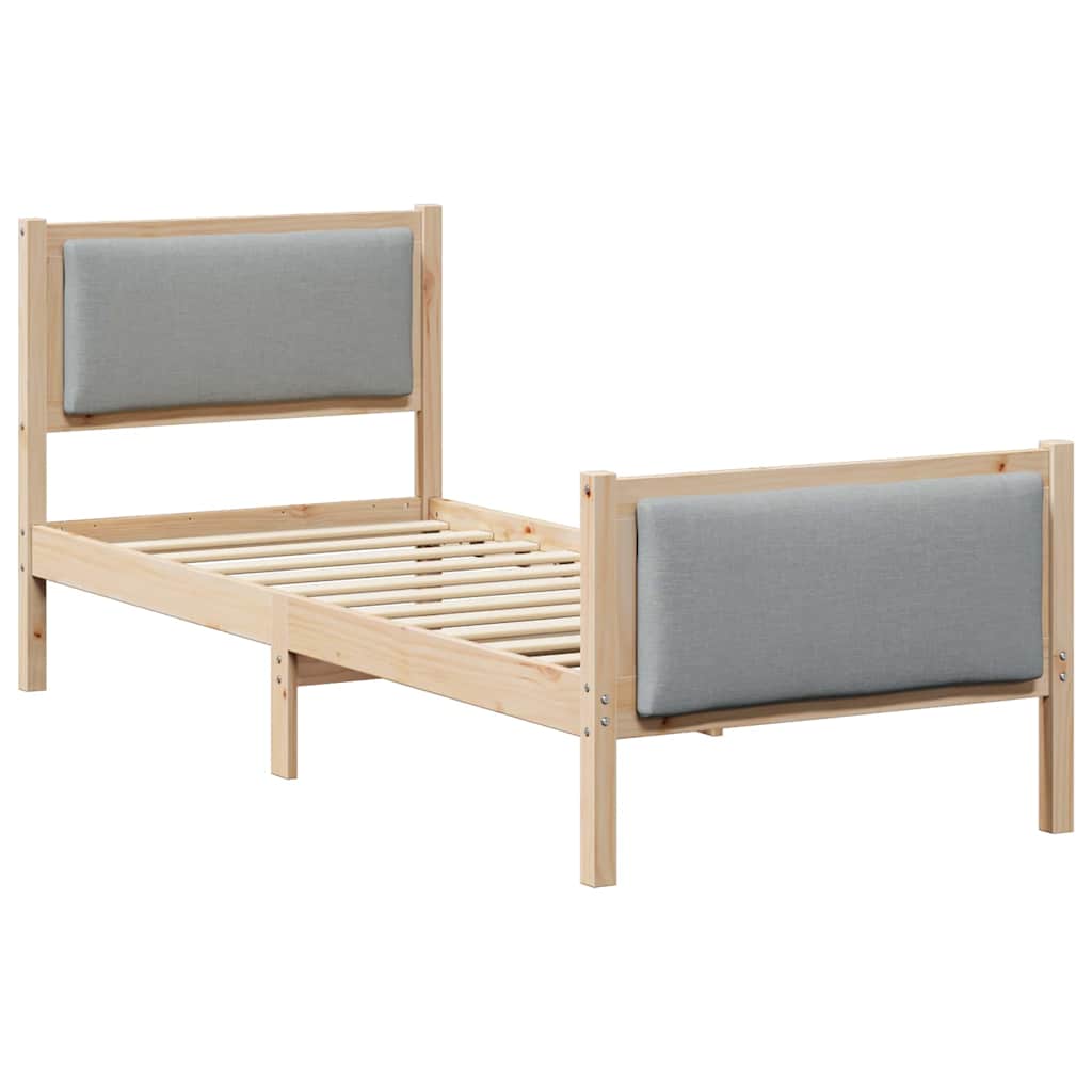 Sengestel med hovedgærde Lysegrå 75 x 190 cm Stof