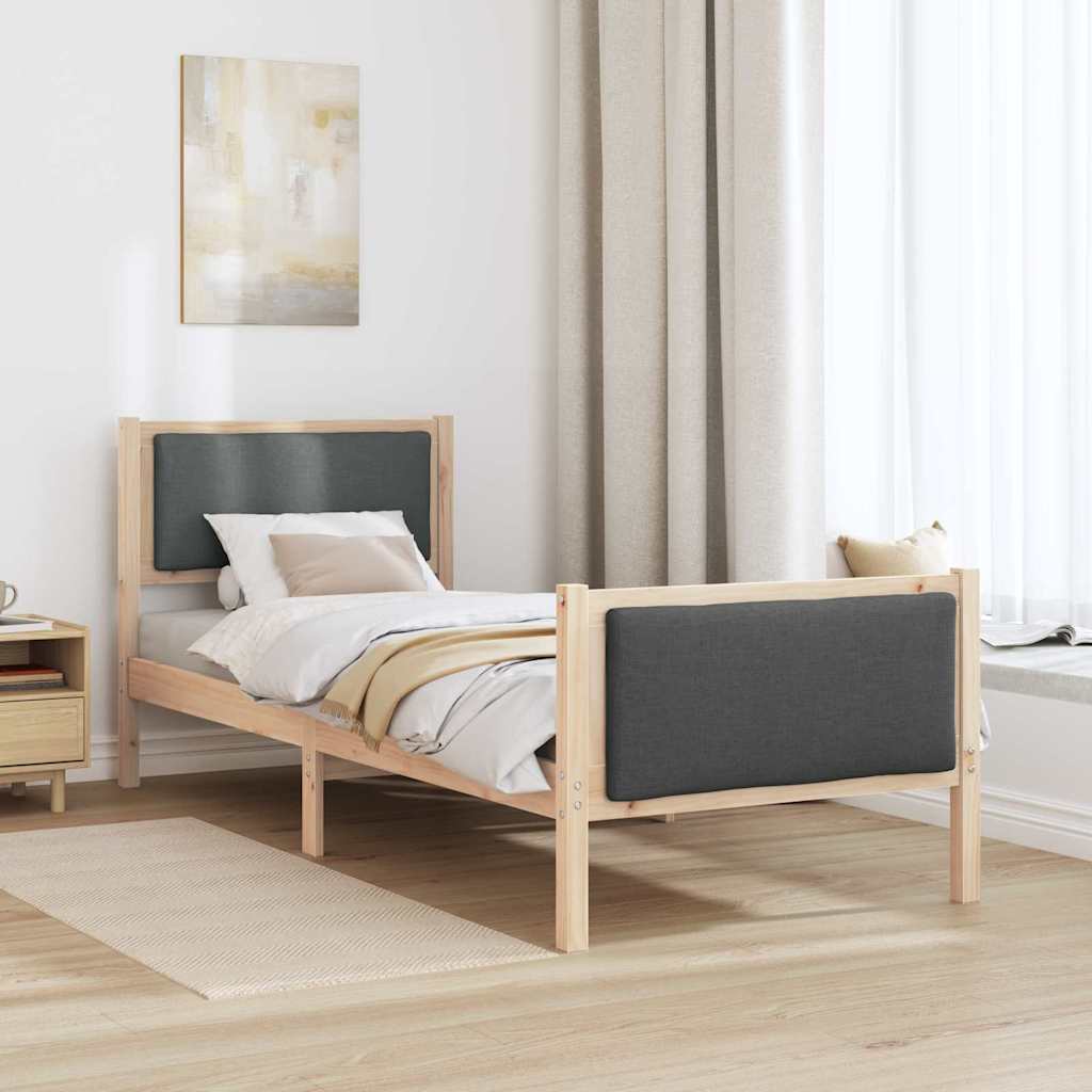 Sengestel med hovedgærde Mørkegrå 75 x 190 cm Stof