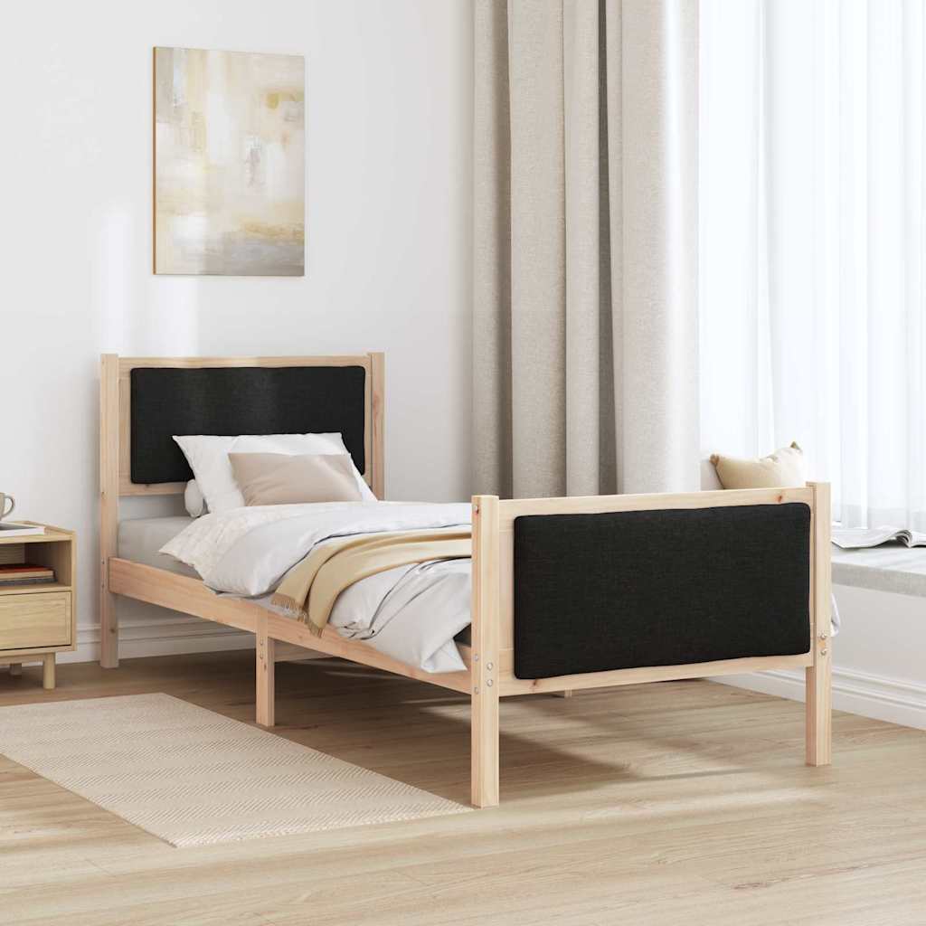 Sengestel med hovedgærde Sort 75 x 190 cm Stof