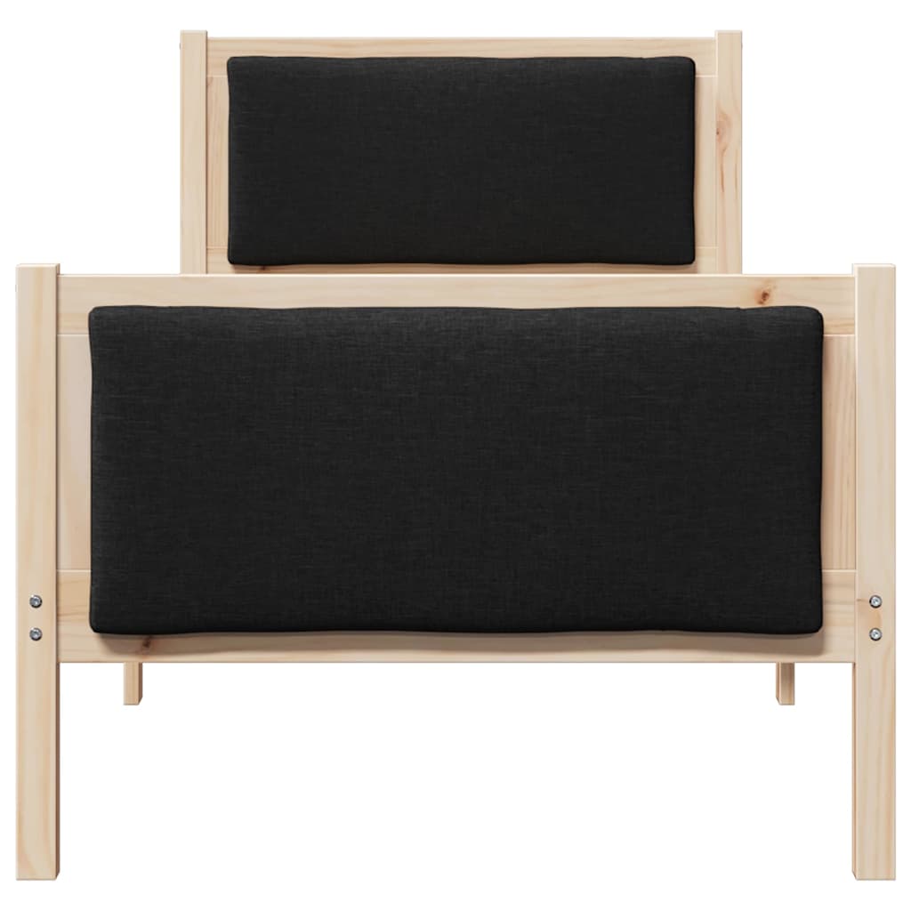 Sengestel med hovedgærde Sort 75 x 190 cm Stof