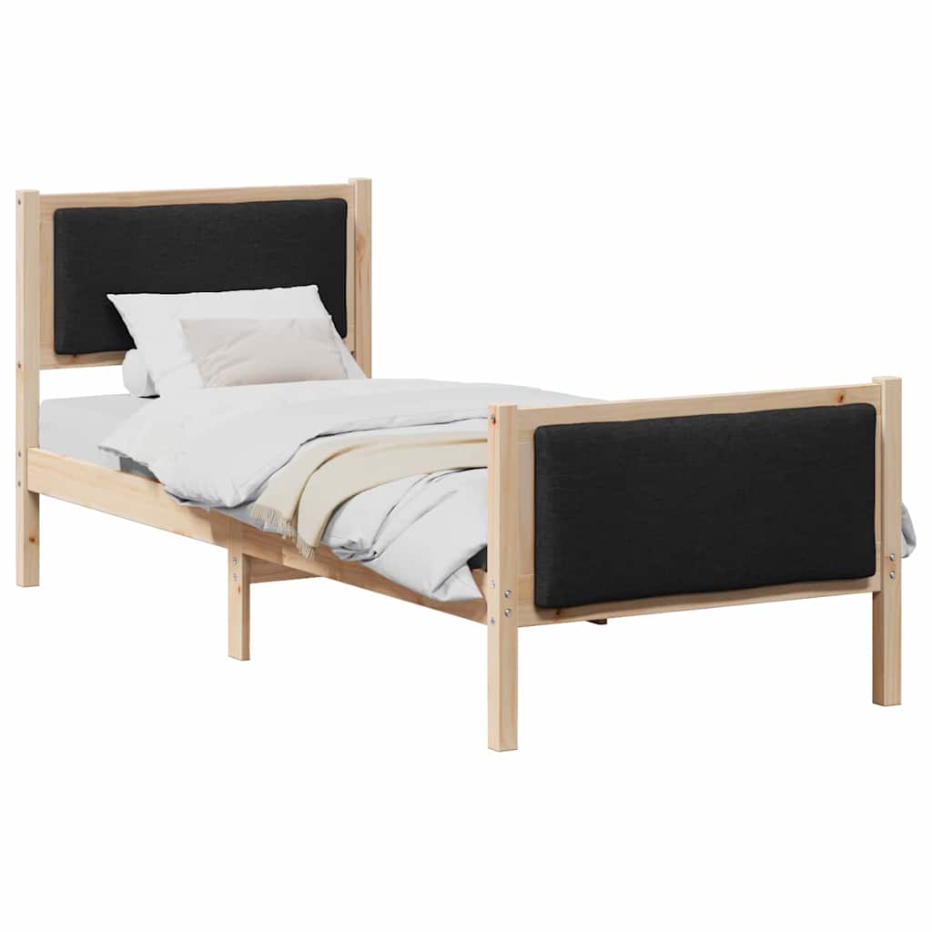 Sengestel med hovedgærde Sort 75 x 190 cm Stof