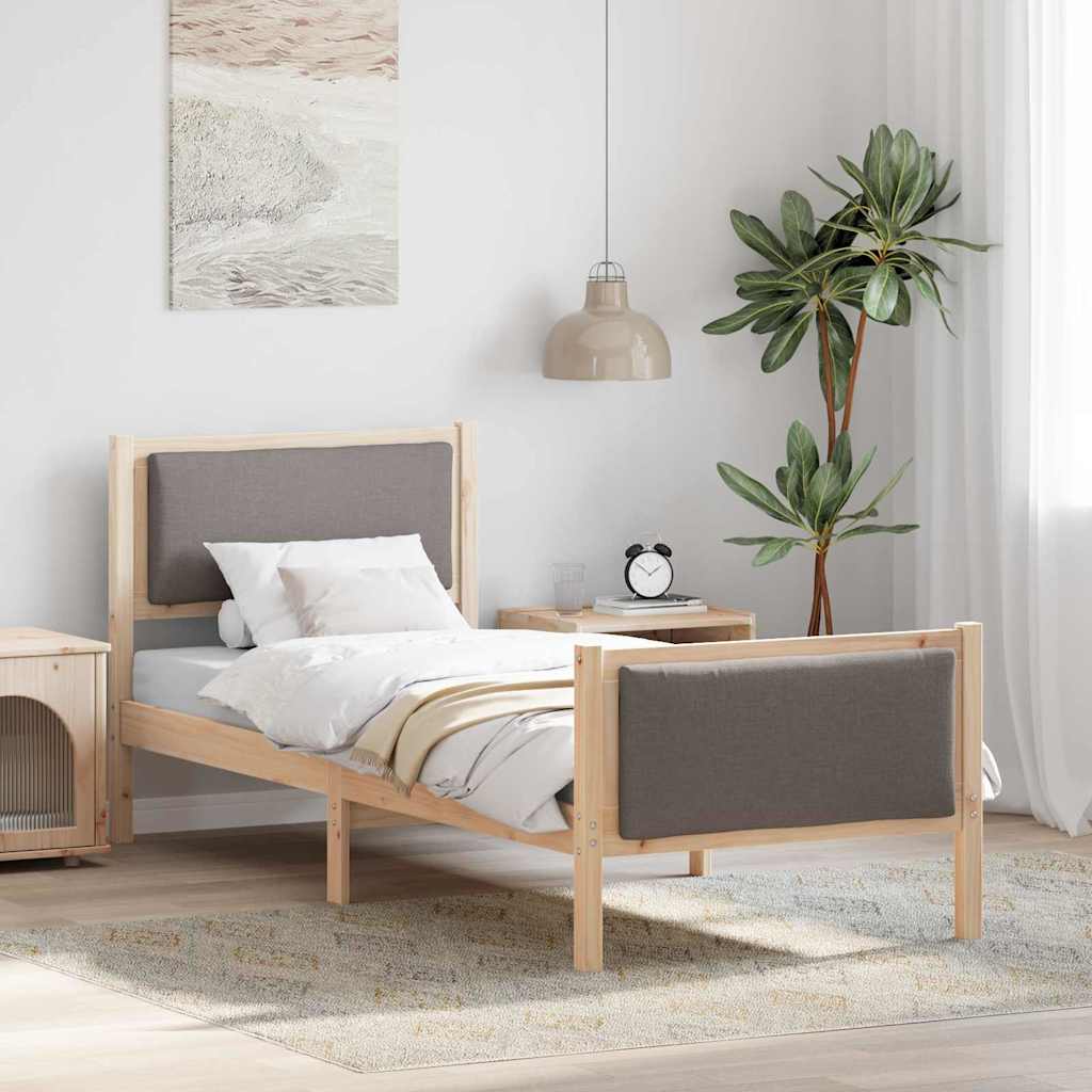 Sengestel med hovedgærde Gråbrun 75 x 190 cm Stof