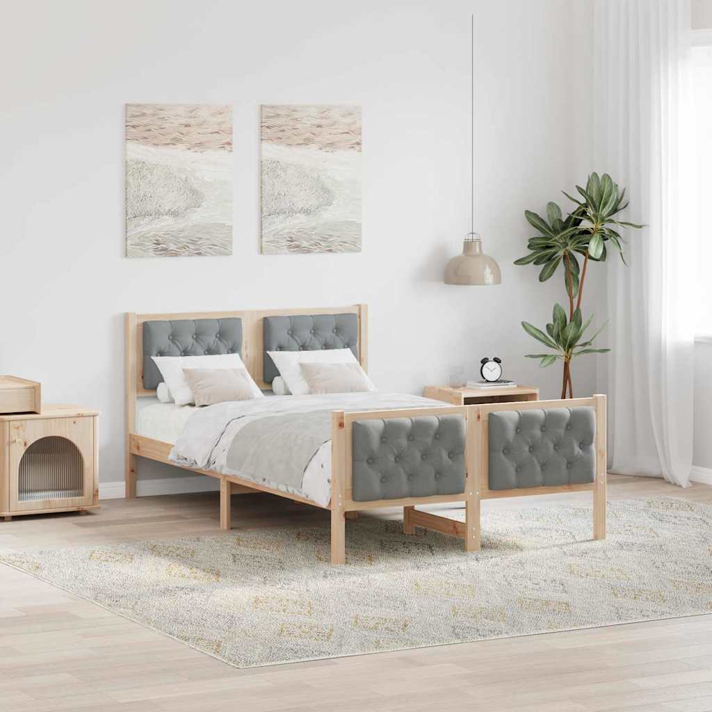 Sengestel med hovedgærde Lysegrå 120 x 200 cm Massiv fyrretræ
