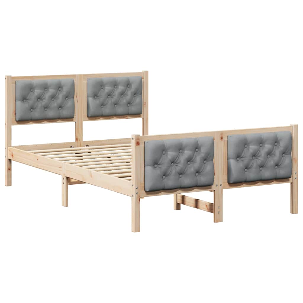 Sengestel med hovedgærde Lysegrå 120 x 200 cm Massiv fyrretræ