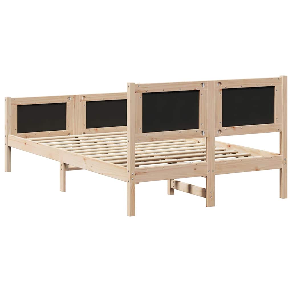 Sengestel med hovedgærde Lysegrå 120 x 200 cm Massiv fyrretræ