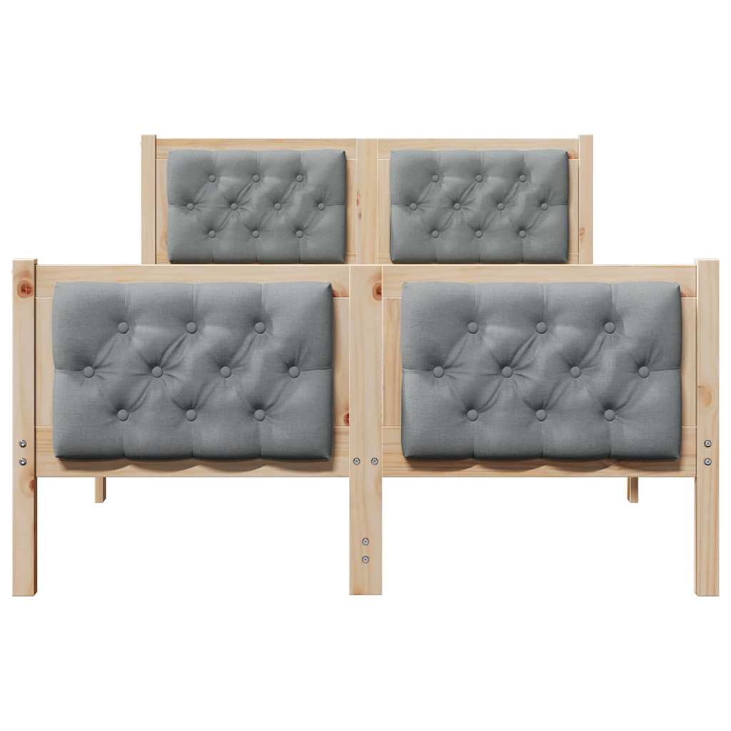 Sengestel med hovedgærde Lysegrå 120 x 200 cm Massiv fyrretræ