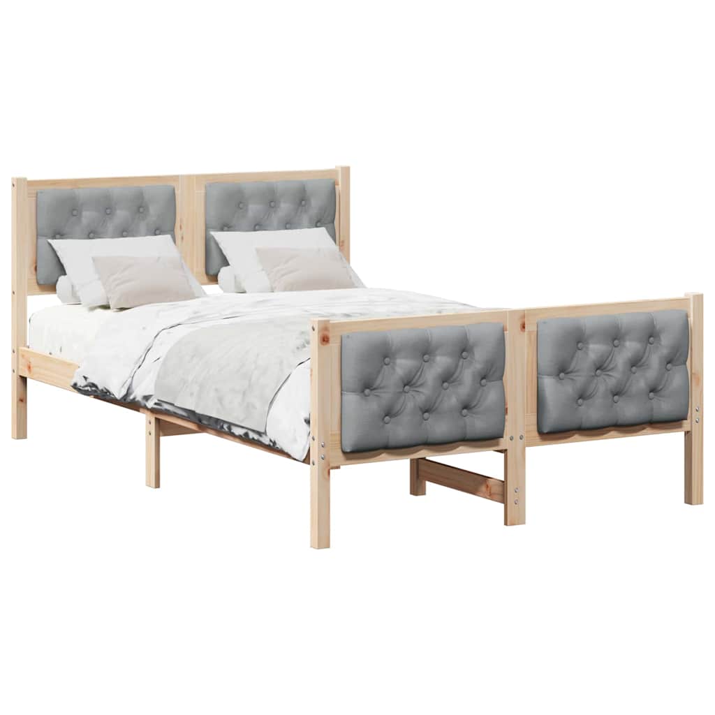 Sengestel med hovedgærde Lysegrå 120 x 200 cm Massiv fyrretræ