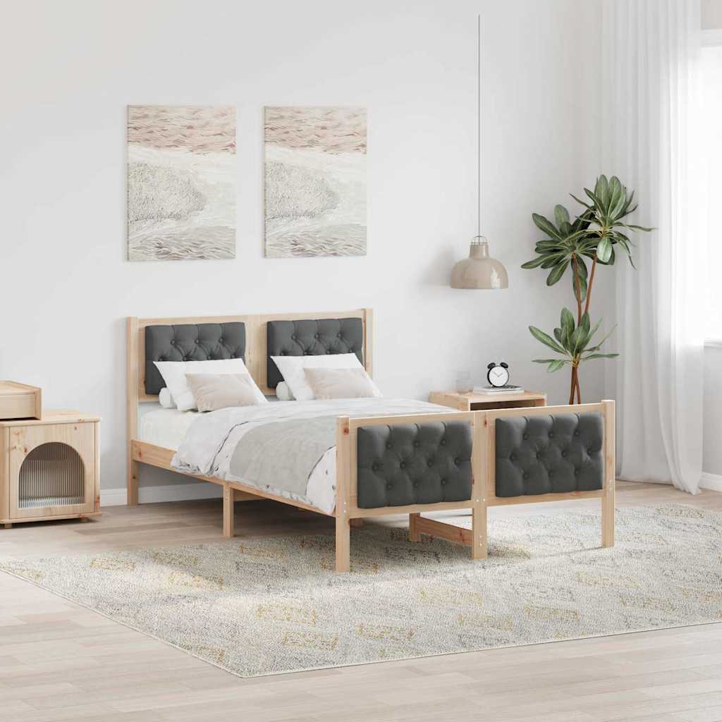 Sengestel med hovedgærde Mørkegrå 120 x 200 cm Massiv fyrretræ