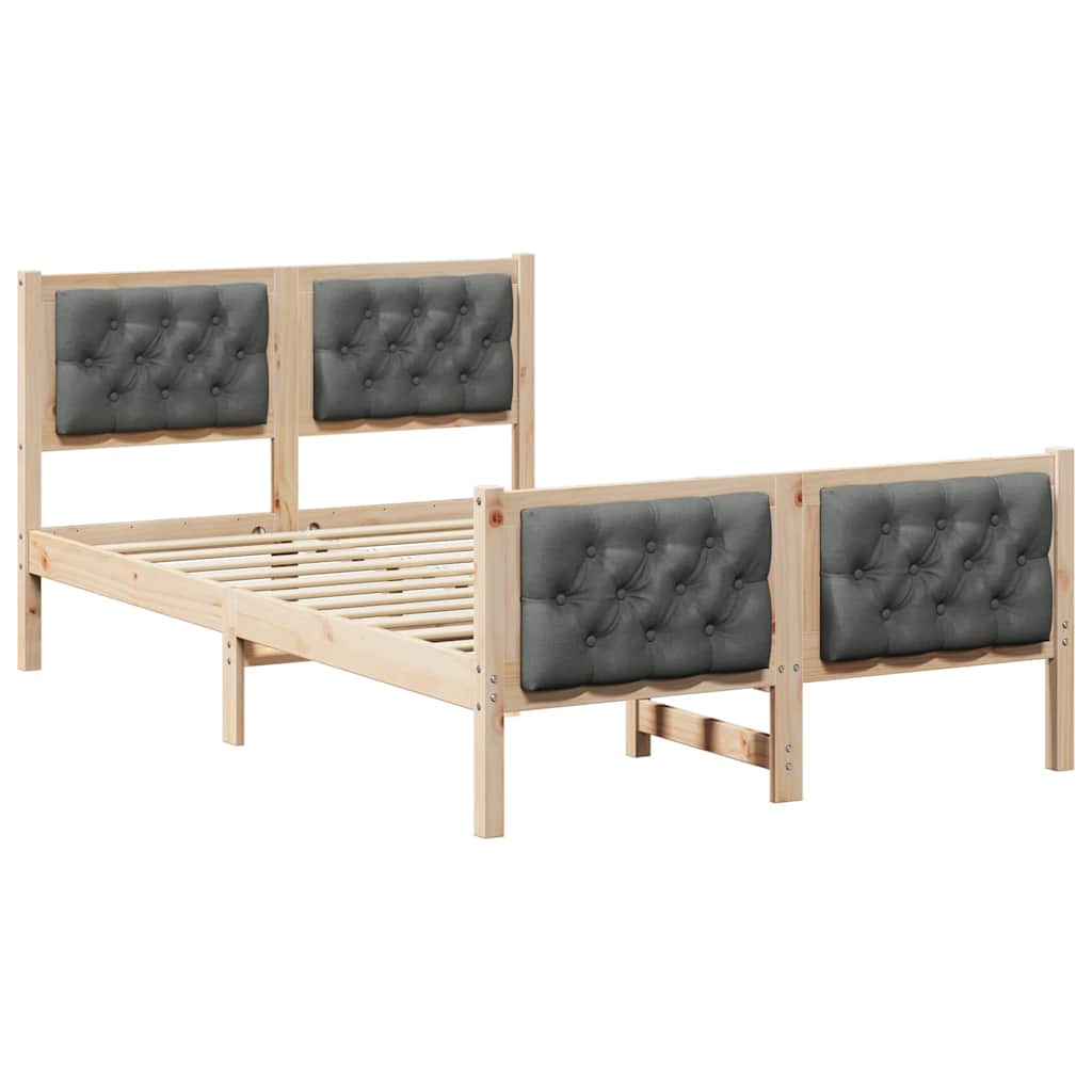 Sengestel med hovedgærde Mørkegrå 120 x 200 cm Massiv fyrretræ