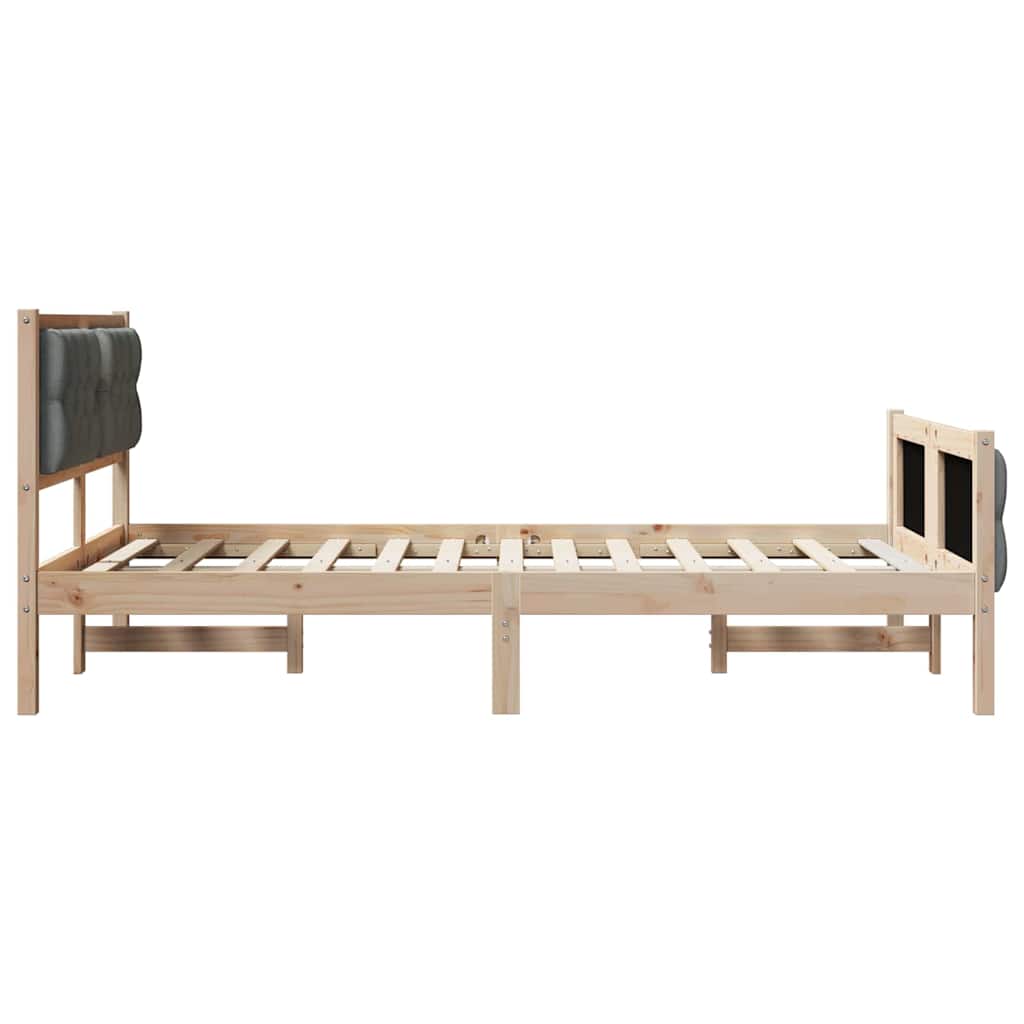 Sengestel med hovedgærde Mørkegrå 120 x 200 cm Massiv fyrretræ