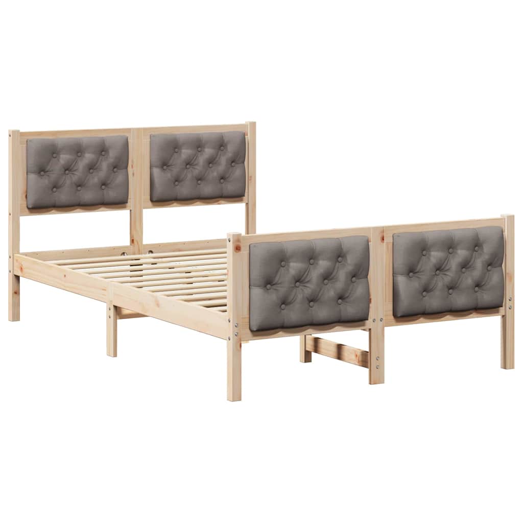 Sengestel med hovedgærde Gråbrun 120 x 200 cm Massiv fyrretræ