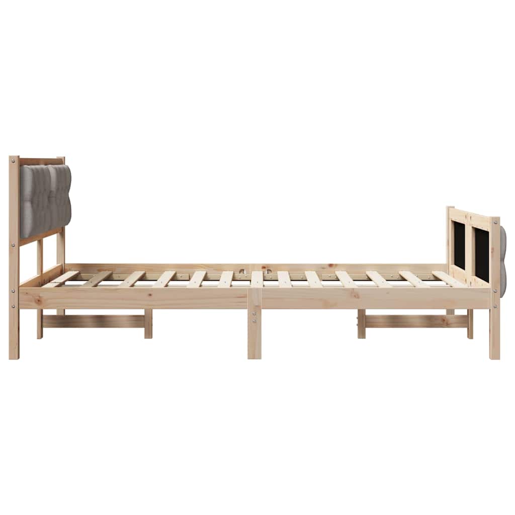 Sengestel med hovedgærde Gråbrun 120 x 200 cm Massiv fyrretræ