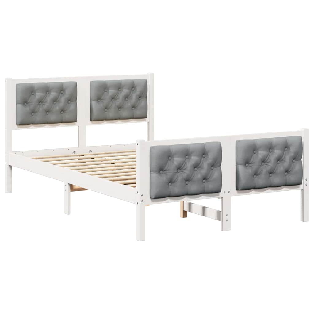 Sengestel med hovedgærde Lysegrå 120 x 200 cm Massiv fyrretræ