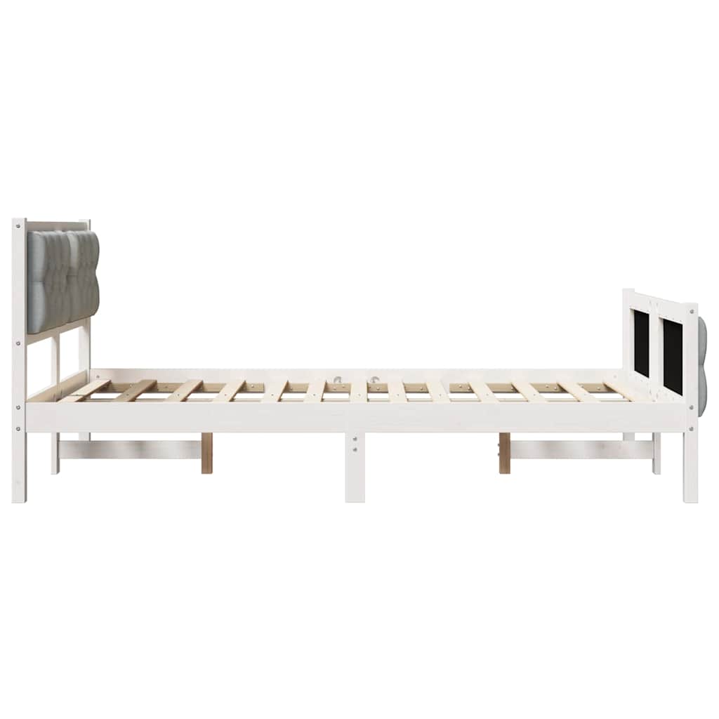 Sengestel med hovedgærde Lysegrå 120 x 200 cm Massiv fyrretræ