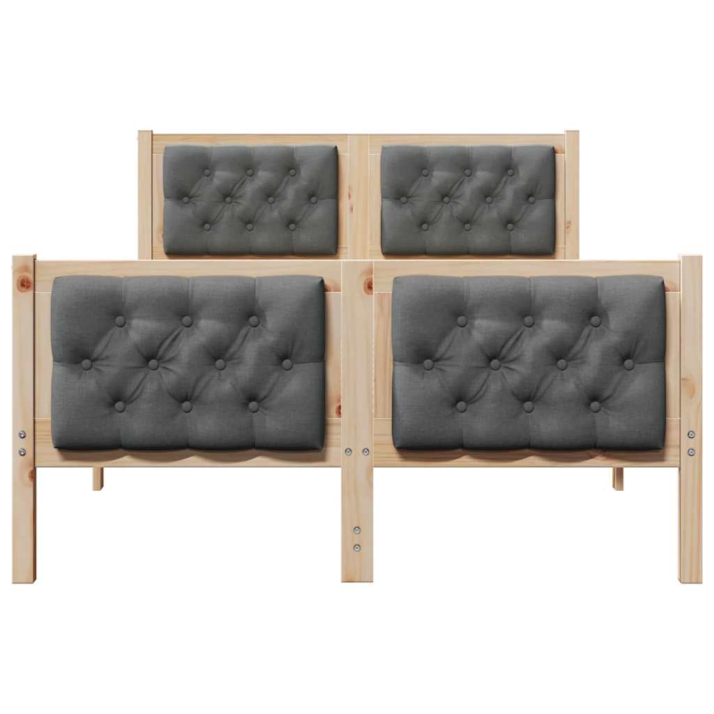 Sengestel med hovedgærde Mørkegrå 135 x 190 cm Massiv fyrretræ