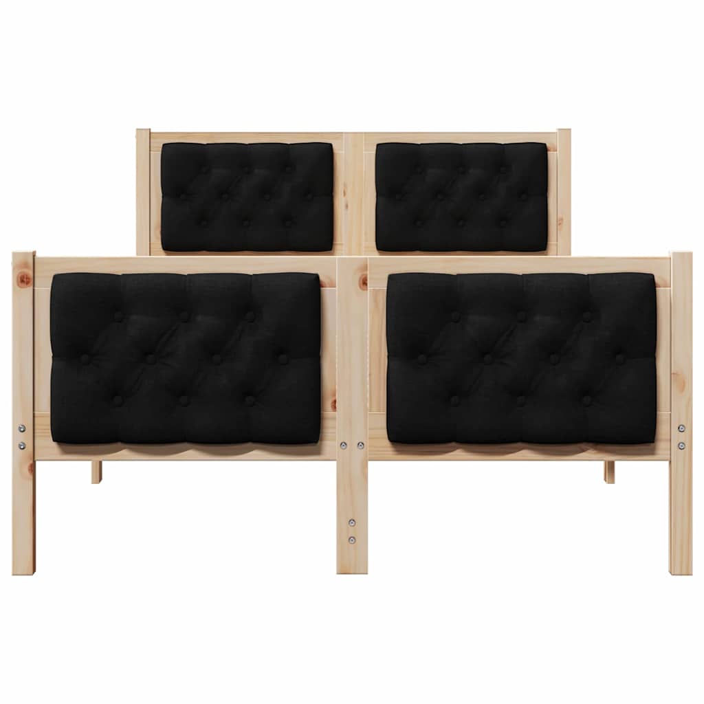 Sengestel med hovedgærde Sort 135 x 190 cm Massiv fyrretræ