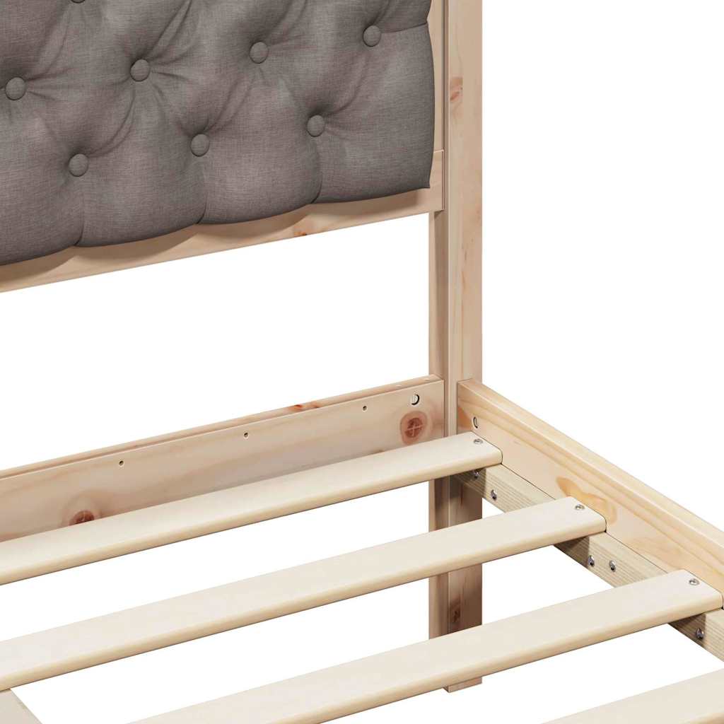 Sengestel med hovedgærde Gråbrun 135 x 190 cm Massiv fyrretræ