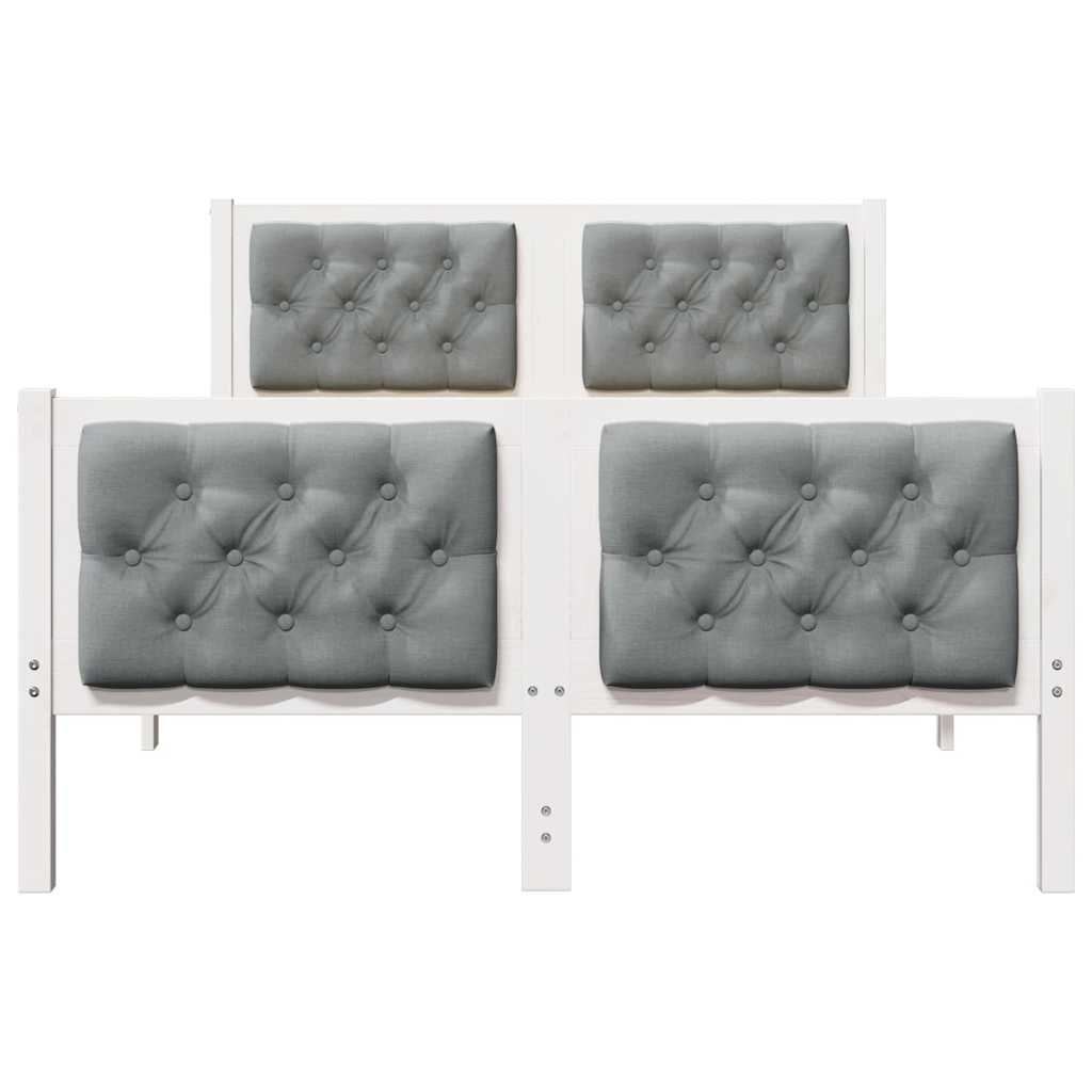 Sengestel med hovedgærde Lysegrå 135 x 190 cm Massiv fyrretræ