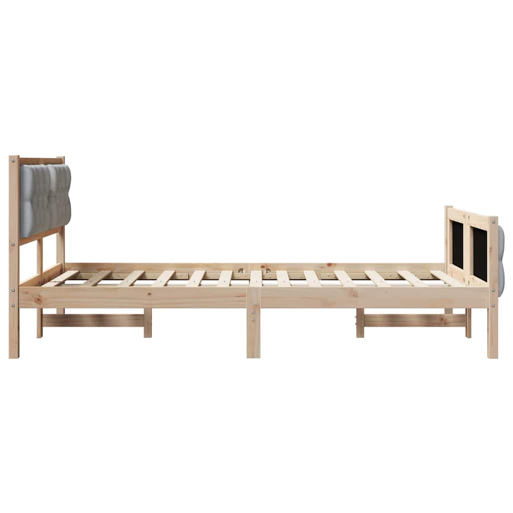 Sengestel med hovedgærde Lysegrå 120 x 190 cm Massiv fyrretræ