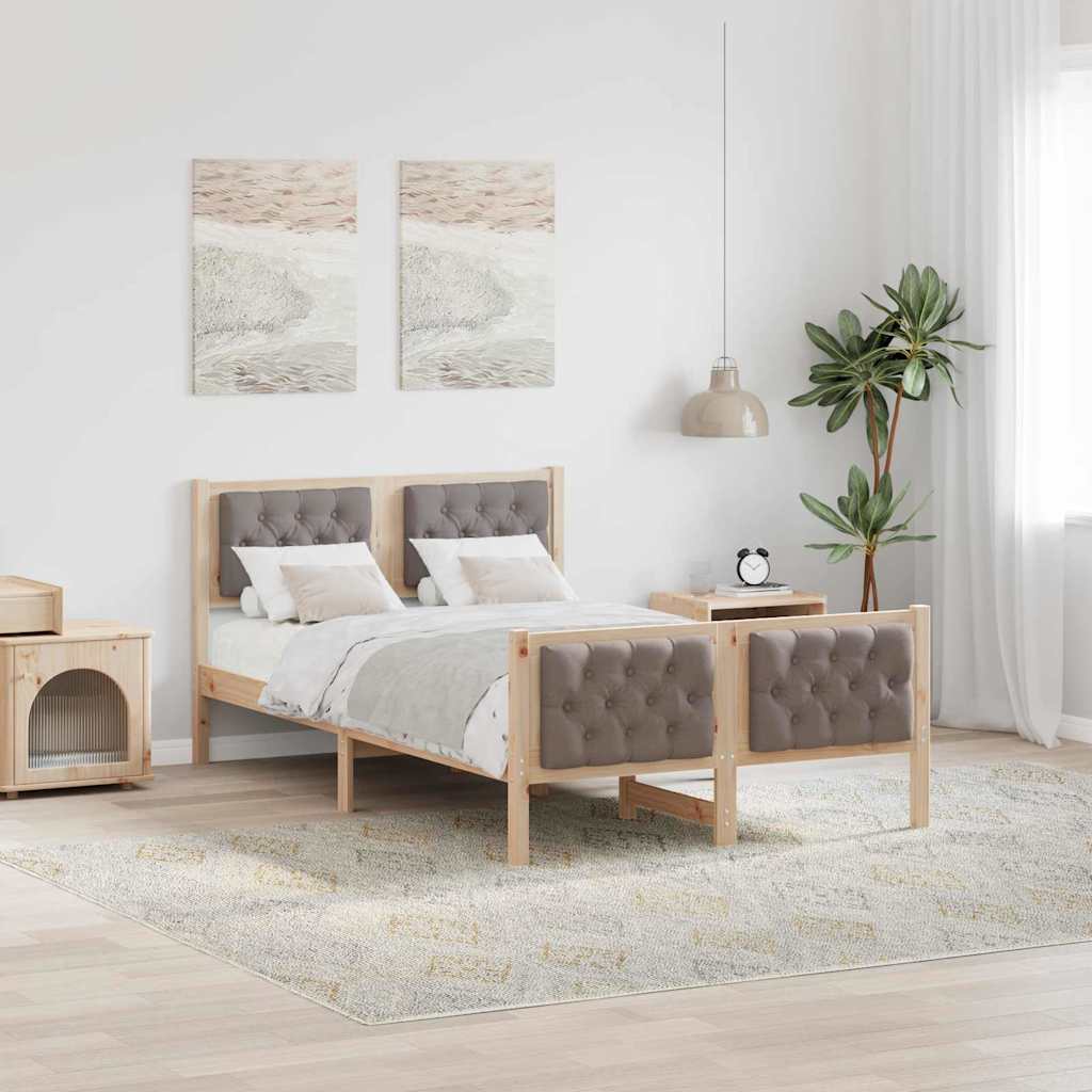 Sengestel med hovedgærde Gråbrun 120 x 190 cm Massiv fyrretræ