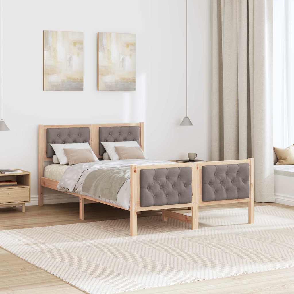 Sengestel med hovedgærde Gråbrun 120 x 190 cm Massiv fyrretræ