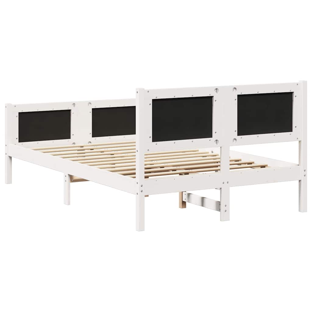 Sengestel med hovedgærde Lysegrå 120 x 190 cm Massiv fyrretræ
