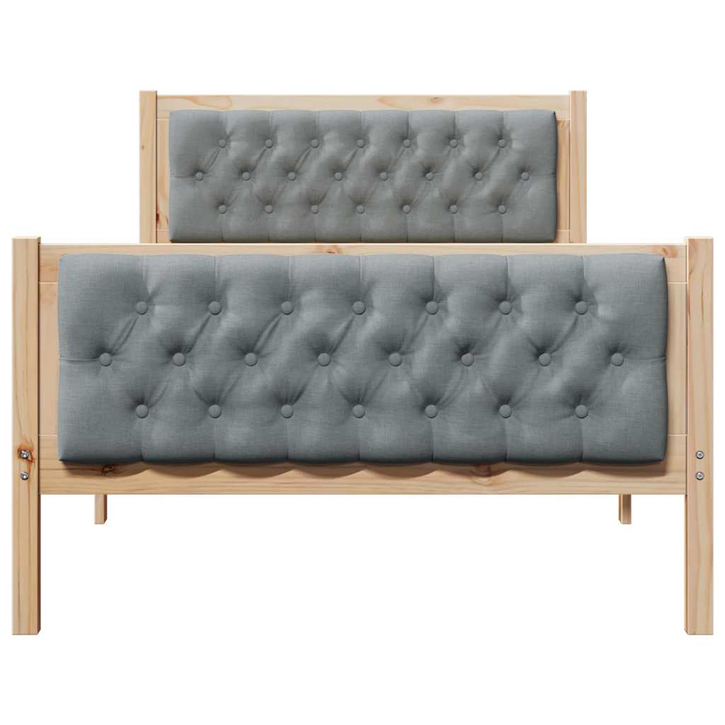 Sengestel med hovedgærde Lysegrå 100 x 200 cm Massiv fyrretræ
