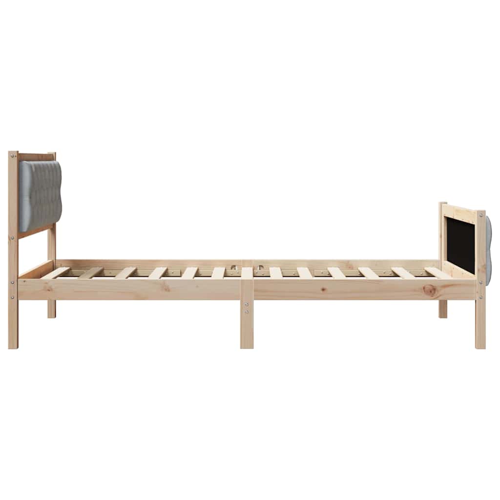 Sengestel med hovedgærde Lysegrå 100 x 200 cm Massiv fyrretræ